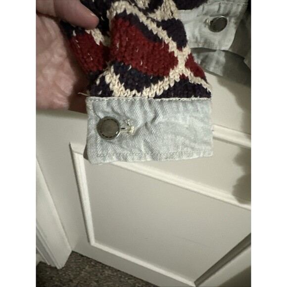 Free People XS/S Lakeside Denim Jacket We The Free Knit - Picture 5 of 15